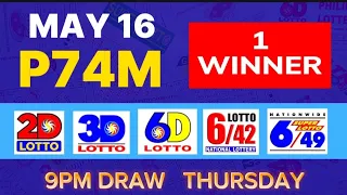 9PM LOTTO RESULTS TODAY MAY 16 2024 (Complete Details)