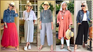 Summer Outfits Style For Women over 60 | Casual Outfits & Dresses Wear Fashion 2024