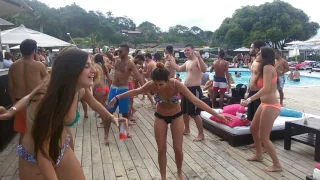 sexy brasilian girls with tanga dancing at pool party in Floripa