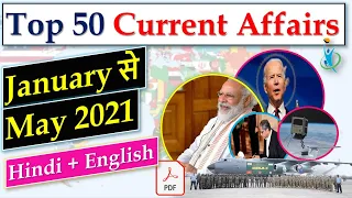 Top 50 Current Affairs 2021 | January to May 2021 | Best 50 GK MCQs | SSC CGL, SSC CHSL, IBPS, NTPC