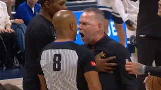 Michael Malone gets so heated in the refs face and doesn't get tech vs Timberwolves 😳