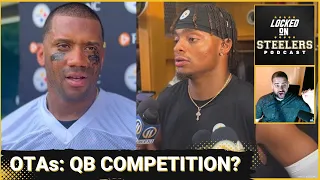 Steelers OTAs: Russell Wilson/Justin Fields Talk QB Competition | Why Mike Tomlin Won't Tell OT Plan