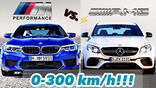 BMW M5 g30 vs E63s AMG 0-300 km/h accelerating