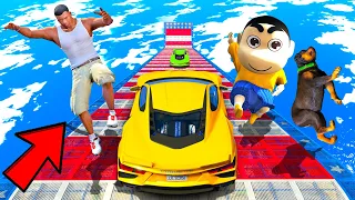 SHINCHAN AND FRANKLIN TRIED IMPOSSIBLE HIT & RUN MEGA RAMP PARKOUR CHALLENGE GTA 5