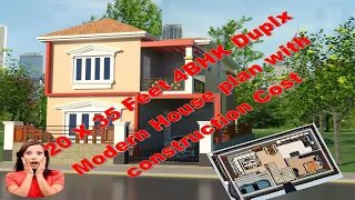 20' x 35' 4BHK Modern House plan with 3D Elevation.