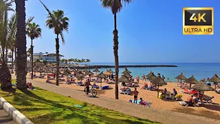 Playa De Las Americas, Tenerife (4K UHD) Walking Along The Beach Summer 2024