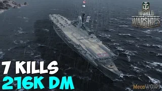 World of WarShips | Graf Zeppelin | 7 KILLS | 216K Damage - Replay Gameplay 4K 60 fps