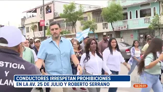 Conductores cometen varias infracciones en la Av. 25 de Julio y Roberto Serrano, en Guayaquil