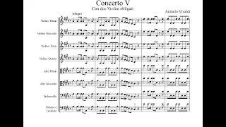 Antonio Vivaldi - Concerto for 2 Violins in A major RV 519 (Sheet Music Score)