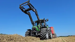 Deutz-Fahr Agrotron 150 brummt richtig kernig mit WELGER D6000 Qaderballenpresse!