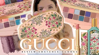 GUCCI GORGEOUS FLORA EYESHADOW PALETTE REVIEW SWATCHES 3 LOOKS  GUCCI GORGEOUS FLORA JASMINE PERFUME