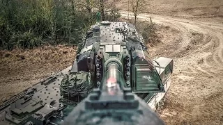 PzH 2000 Self-Propelled Howitzer Takes A Selfie Before Firing Round Down Range