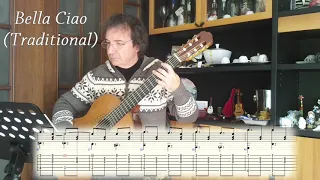 Bella Ciao - with Tab and Score (Classical Guitar Arrangement by Giuseppe Torrisi)