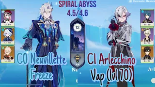 C0 Neuvillette freeze & C1 Arlecchino vaporize (Lvl 70) | spiral abyss 4.6 | Genshin impact