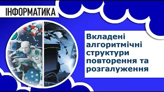 Інформатика 6 клас | Вкладені алгоритмічні структури повторення та розгалуження