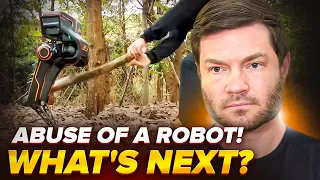 ROBOT ABUSE: Guy Beats Robot In Forest (DISTURBING)