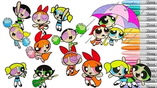 Powerpuff Girls Coloring Book Compilation Blossom Bubbles Buttercup Rainbow Splash