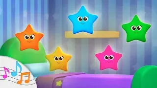 ⭐ FIVE LITTLE STARS jumping on the bed ⭐ Songs for children with THE PIJAMA FRIENDS | Nursery Rhymes