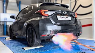 LOUDEST GR Yaris Ever?! - "Single" Exit Exhaust + Anti-Lag on the DYNO! *VOLUME WARNING* ⚠️