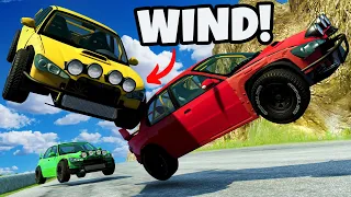 Racing Downhill Against HURRICANE WINDS in BeamNG Drive Mods!