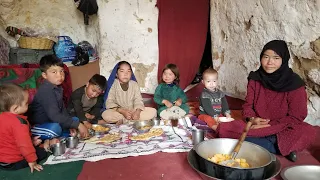 village life in 2000 year old caves, kind mother and hungry children...