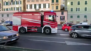 Vigili del fuoco: incendio camion, APS Actros+Defender+ABP Scania in sirena + BONUS