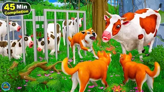 Cows vs. Wild Dogs: Tiger,Sheep,Lion,Fox,Bison,Goat - Wild Animals Attacks Farm Animals Compilation