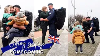 SURPRISE MILITARY HOMECOMING! | Navy husband reunites with family after 6 months! UK Navy Homecoming