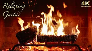 Relaxing Guitar Fireplace Music 🔥 Acoustic Instrumental Fireplace Ambience