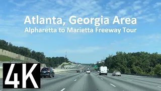 Atlanta, Georgia 4K Freeway Tour - Alpharetta to Marietta on GA 400, I-285, and I-75.