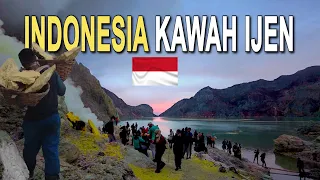Indonesia Breathtaking Ijen Volcano | Blue fire, acid lake, sulfur miners