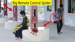 Fake Spider Attack Prank On Public || Big Remote Control Spider Prank - Spider Attack prank 4K