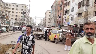 Walking Tour, City Walking, Poorest Areas in Karachi/Pakistan. Khadda Market Nayabad Liyari