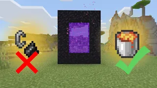 HOW TO LIGHT A NETHER PORTAL WITH LAVA! NO FLINT AND STEEL![Minecraft 1.19 Bedrock]