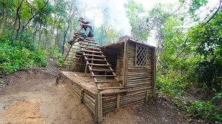 I Build A Log Cabin Shelter Warm Wildlife Alone In Jungle