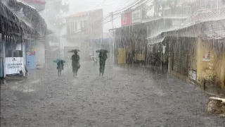 Super heavy rain and strong winds in my village | thunderstorm | fall asleep to the sound of rain