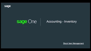 Sage Business Cloud Accounting (formerly Sage One) - Simple Inventory Management