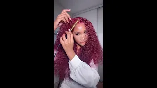 Slay burgundy hair with no effort!! 😍😍#color #wigs #tutorial #shorts