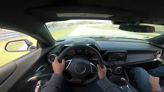 Two Camaro's SS 1le dominating porsches at the GP nurburgring