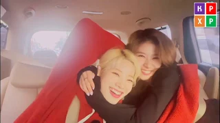 Dahyun and Sana flirting inside a car
