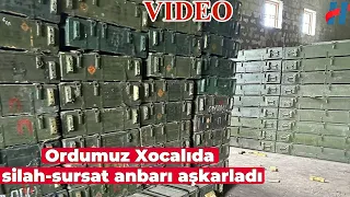 Bu gün Xocalıya daxil olan ordumuz silah-sursat anbarı aşkarladı - VİDEO