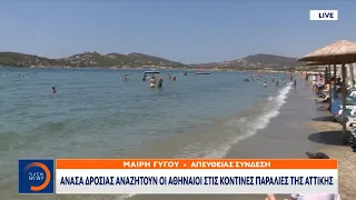 Ανάσα δροσιάς αναζητούν οι Αθηναίοι στις κοντινές παραλίες της Αττικής  |Μεσημεριανό Δελτίο Ειδήσεων