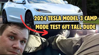 2024 Tesla Model 3 Camp Mode (6 ft. Tall Test)