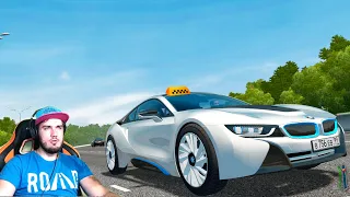 ТАКСУЮ НА ЭЛЕКТРИЧКЕ BMW i8 - ТАКСИСТ в CITY CAR DRIVING + РУЛЬ