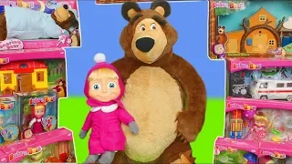 Masha and the Bear Unboxing: Playhouse, Dolls, Surprise Toy Vehicles & Kitchen for Kids