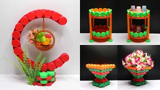 3 Plastic Bottle Caps Ideas | Flower Vase | Ide Kreatif Vas dan Rak dari Tutup Botol Plastik Bekas
