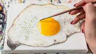 The Fried Egg - Acrylic painting / Homemade Illustration (4k)