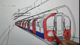 London Underground train , Victoria   line drawing