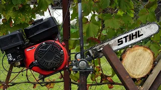 Homemade 200cc CHAINSAW With STAND For Cutting WOOD !?