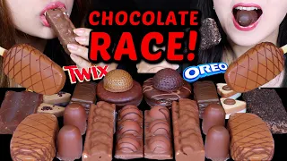 ASMR MEGA CHOCOLATE DESSERT RACE! TWIX CANDY ICE CREAM BARS, MINI MARSHMALLOW, FERRERO, CHEESECAKE먹방